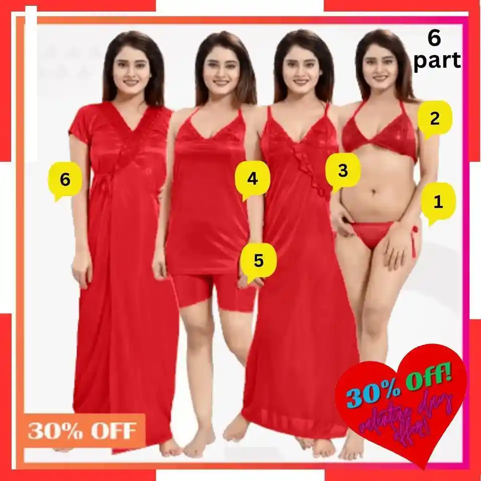 Stylish 6 Part Nighty Dress For Ladies