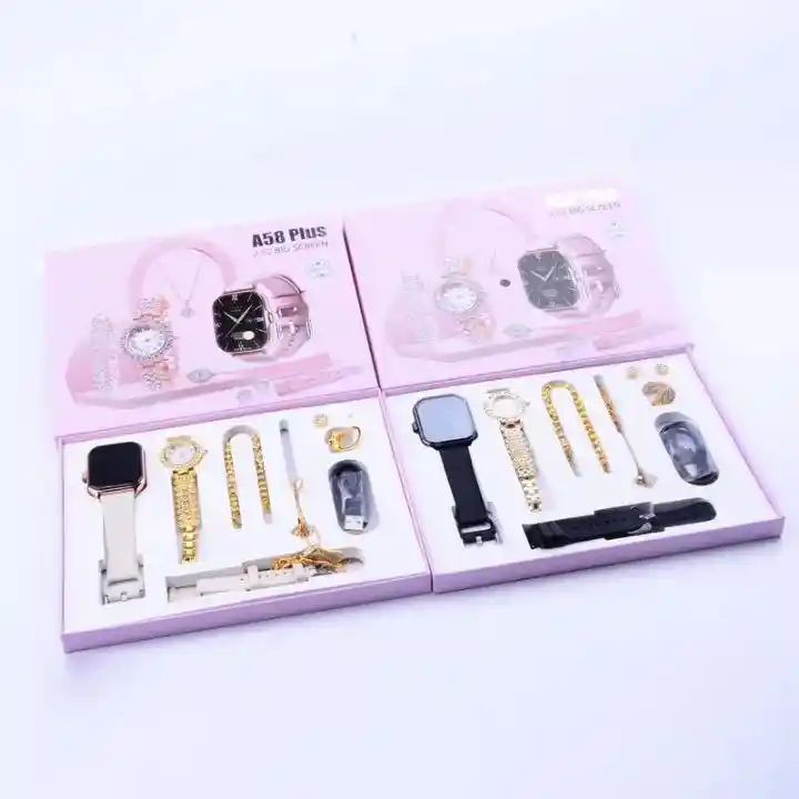 A58 Plus Smart Watch & Jewellery Set Combo