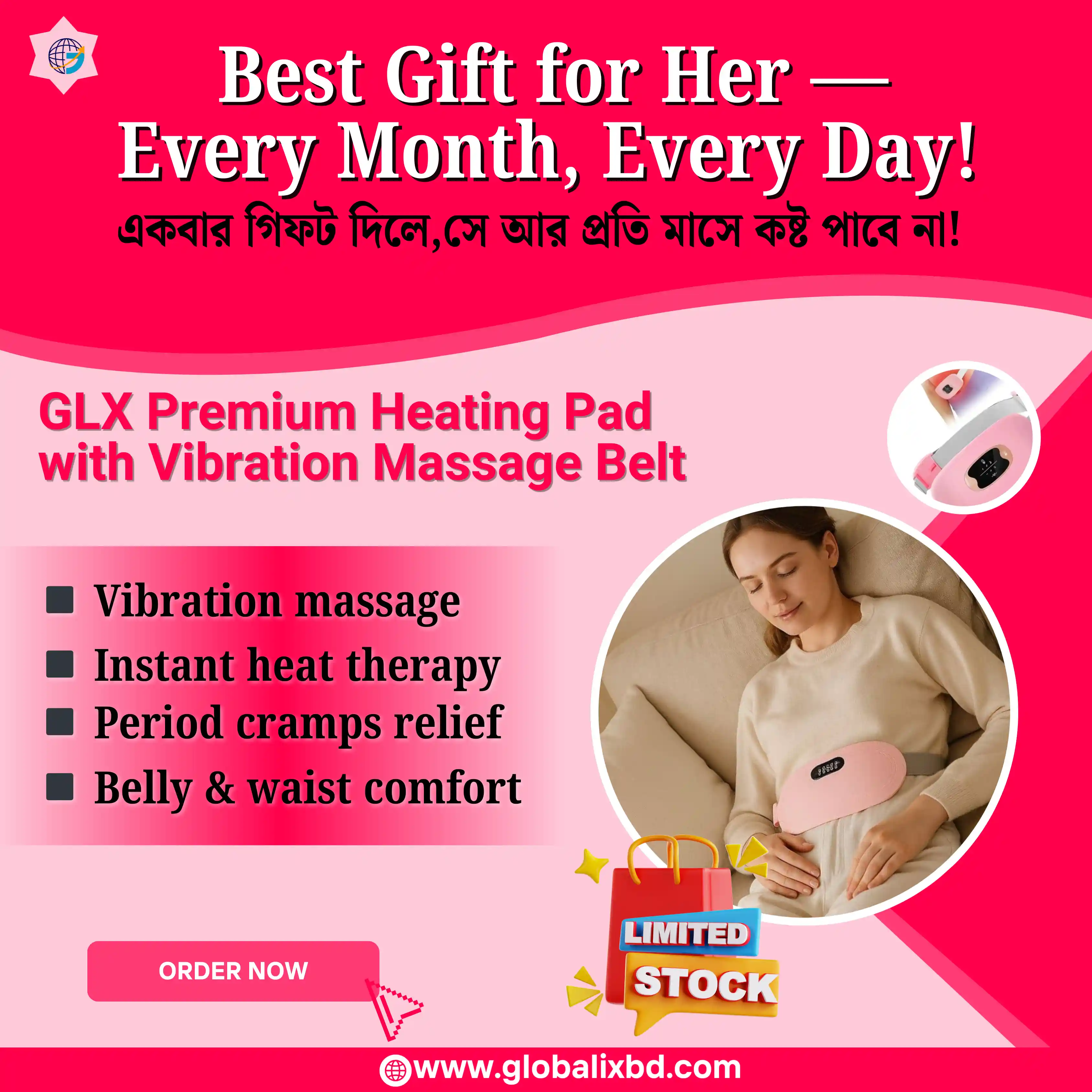 Heating Pad for Period Cramps & Vibration Slimming Massage Belt